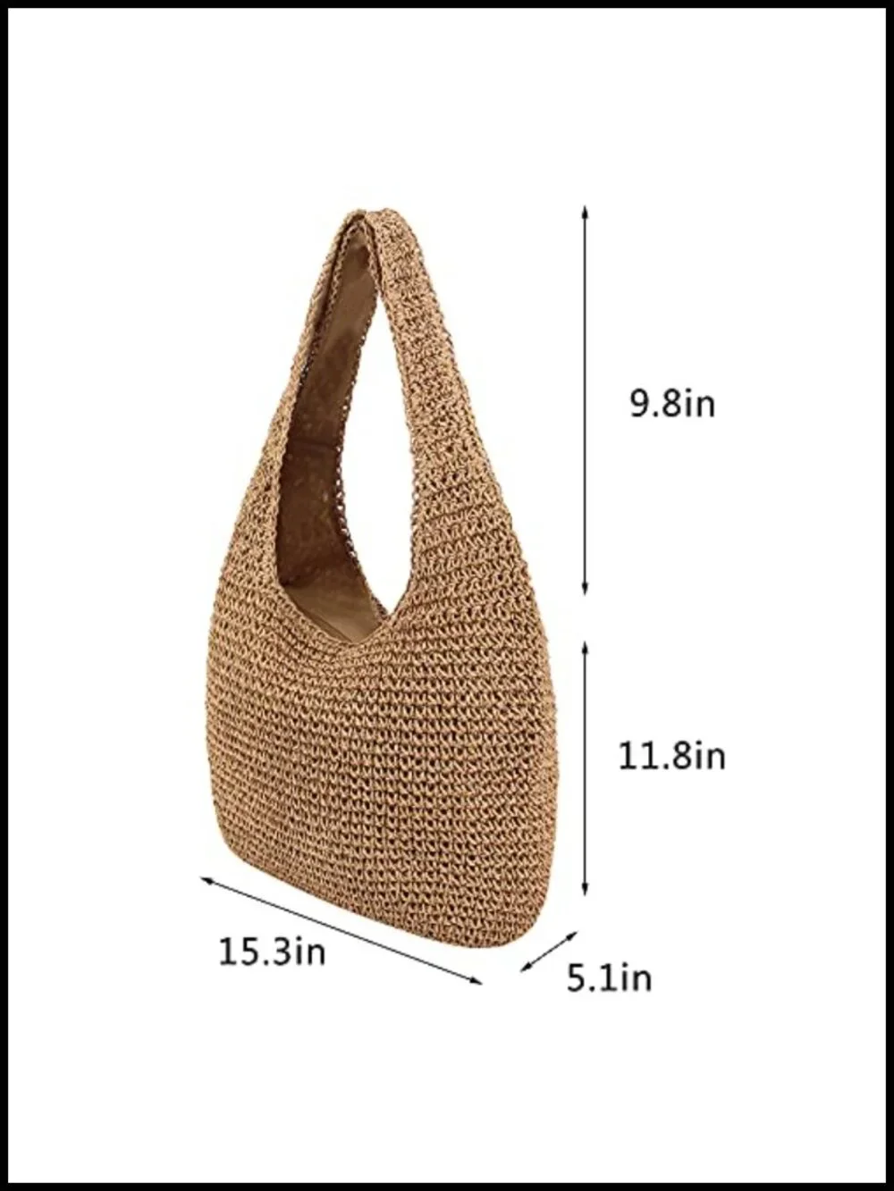 Handwoven Straw Hobo Beach Bag Large Tote Shoulder Handbag Summer